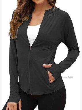 UPF 50+ Sun Protection Jacket Hoodie Lightweight Athletic Running Shirt